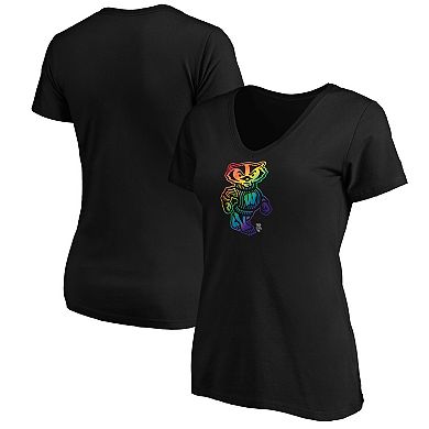 Women's Fanatics Branded Black Wisconsin Badgers Team Pride Logo V-Neck T-Shirt