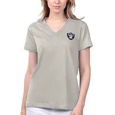 Women's Margaritaville Gray Las Vegas Raiders Game Time V-Neck T-Shirt