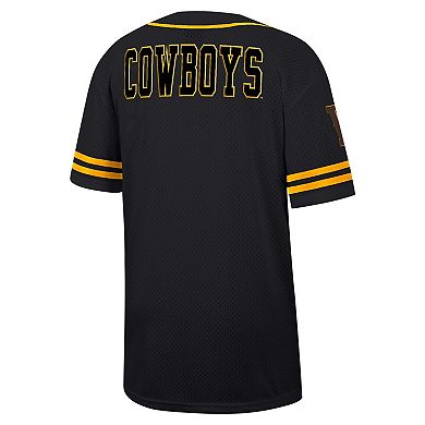 Men's Colosseum Black Wyoming Cowboys Free Spirited Mesh Button-Up Baseball Jersey
