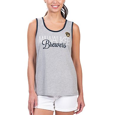 Women's G-III 4Her by Carl Banks Gray Milwaukee Brewers Fastest Lap Tank Top