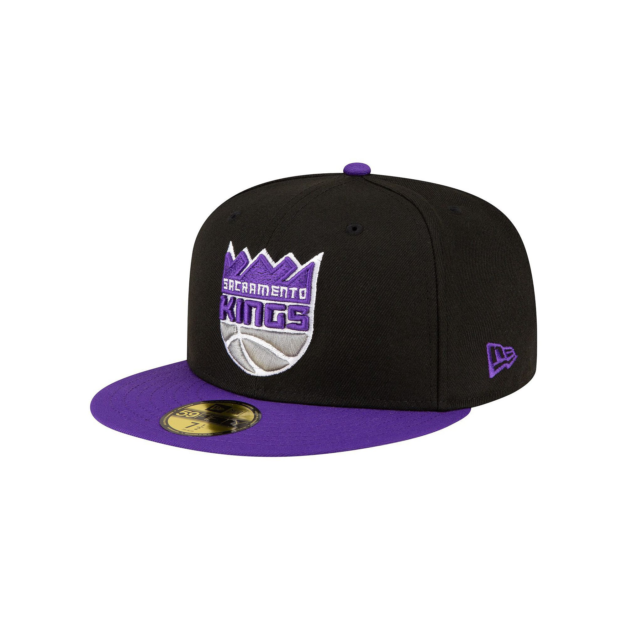 Mens New Era Black/Purple Sacramento Kings 2-Tone 59FIFTY Fitted Hat, Size