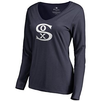 Women's Fanatics Branded Navy Chicago White Sox Cooperstown Collection Forbes Long Sleeve V-Neck T-Shirt