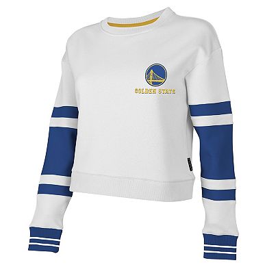 Women's Stadium Essentials White Golden State Warriors Scrimmage Cropped Pullover Sweatshirt