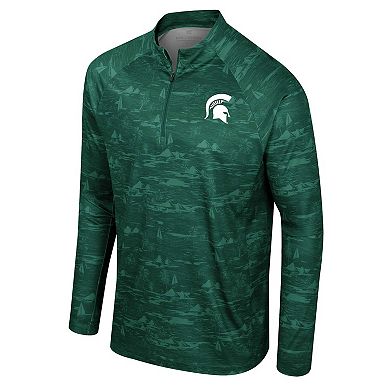 Men's Colosseum Green Michigan State Spartans Carson Raglan Quarter-Zip Jacket