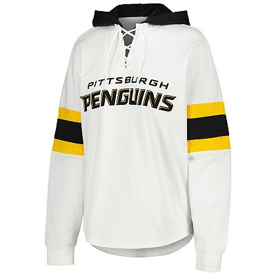 売れ筋商品|||カールバンクス カットソー トップス レディース Women's White/Black Pittsburgh Penguins Goal Zone Long Sleeve Lace-Up Hoodie T-Shirt White/Black Women's G-III 4Her by Carl Banks White/Black Pittsburgh