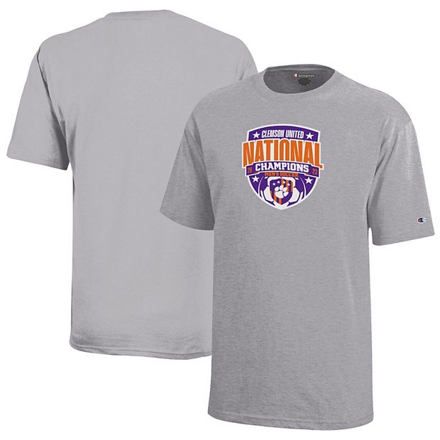 Youth Champion Gray Clemson Tigers 2023 NCAA Men s Soccer National Champions T Shirt