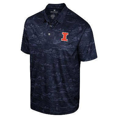 Men's Colosseum Navy Illinois Fighting Illini Daly Print Polo
