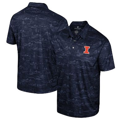 Men's Colosseum Navy Illinois Fighting Illini Daly Print Polo