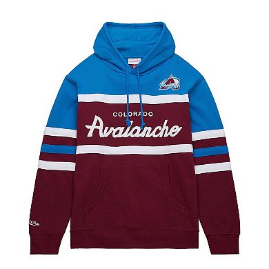 Men's Mitchell & Ness Burgundy/Light Blue Colorado Avalanche Head Coach Pullover Hoodie