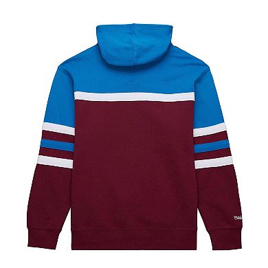 Men's Mitchell & Ness Burgundy/Light Blue Colorado Avalanche Head Coach Pullover Hoodie