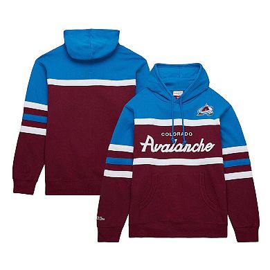 Men's Mitchell & Ness Burgundy/Light Blue Colorado Avalanche Head Coach Pullover Hoodie