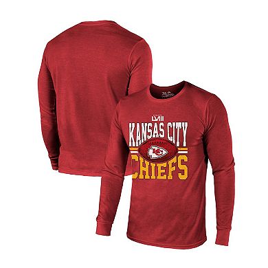 Men's Majestic Threads Red Kansas City Chiefs Super Bowl LVIII Tri-Blend Long Sleeve T-Shirt