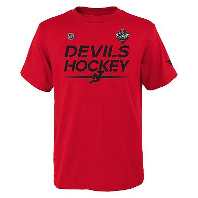 Youth Red New Jersey Devils 2024 NHL Stadium Series Locker Room T-Shirt