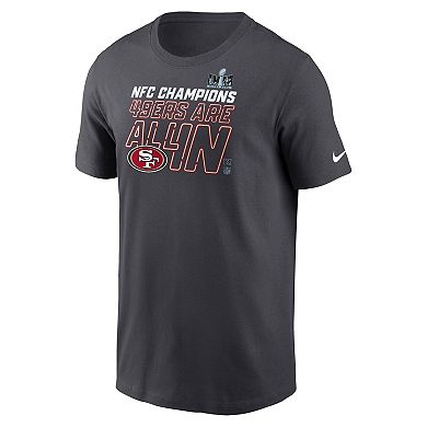 Men's Nike Anthracite San Francisco 49ers 2023 NFC Champions Locker Room Trophy Collection Tall T-Shirt