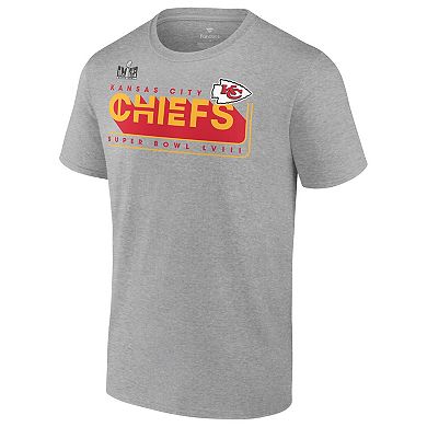 Men's Fanatics Branded Heather Gray Kansas City Chiefs 2023 AFC Champions Two-Sided Roster Big & Tall T-Shirt