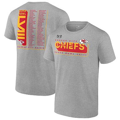 Men's Fanatics Branded Heather Gray Kansas City Chiefs 2023 AFC Champions Two-Sided Roster Big & Tall T-Shirt