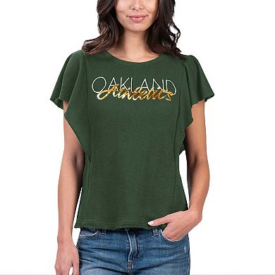 Women's G-III 4Her by Carl Banks Green Oakland Athletics Crowd Wave T-Shirt