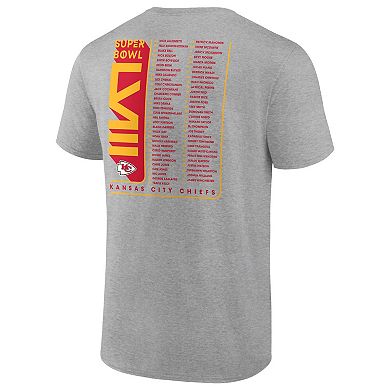 Men's Fanatics Branded Heather Gray Kansas City Chiefs Super Bowl LVIII Team Members Roster T-Shirt