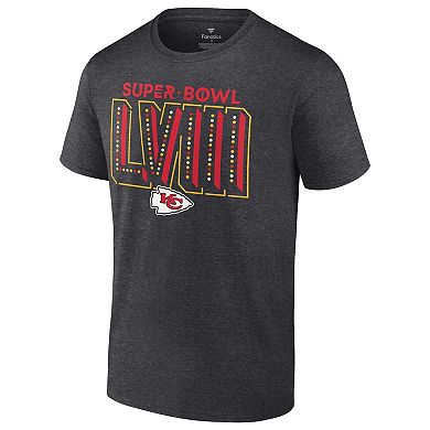 Men's Fanatics Branded  Heather Charcoal Kansas City Chiefs Super Bowl LVIII Big & Tall T-Shirt
