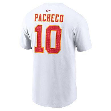Men's Nike Isiah Pacheco White Kansas City Chiefs Super Bowl LVIII Patch Player Name & Number T-Shirt