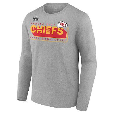 Men's Fanatics Branded Heather Gray Kansas City Chiefs Super Bowl LVIII Two-Side Roster Big & Tall Long Sleeve T-Shirt