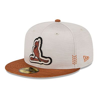 Men's New Era Stone/Brown St. Louis Cardinals 2024 Clubhouse 59FIFTY Fitted Hat