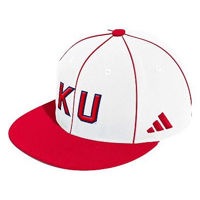Men's adidas White Kansas Jayhawks On-Field Baseball Fitted Hat