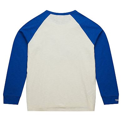 Men's Mitchell & Ness Cream New York Rangers Legendary Slub Vintage Raglan Long Sleeve T-Shirt