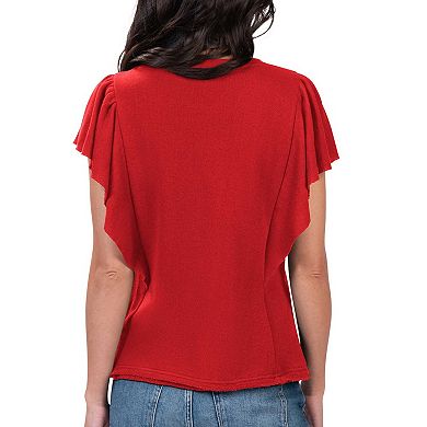 Women's G-III 4Her by Carl Banks Red Washington Nationals Crowd Wave T-Shirt