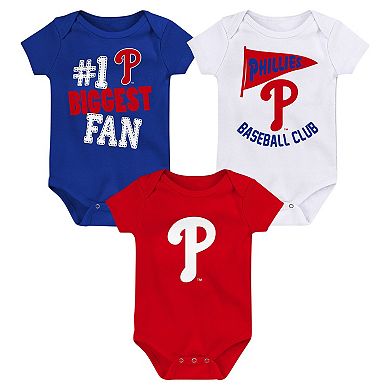 Newborn & Infant Fanatics Branded Philadelphia Phillies Fan Pennant 3-Pack Bodysuit Set