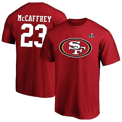 Men's Fanatics Branded Christian McCaffrey Scarlet San Francisco 49ers Super Bowl LVIII Big & Tall Player Name & Number T-Shirt