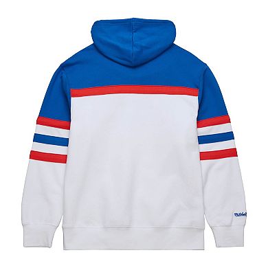 Men's Mitchell & Ness White/Blue New York Rangers Head Coach Pullover Hoodie