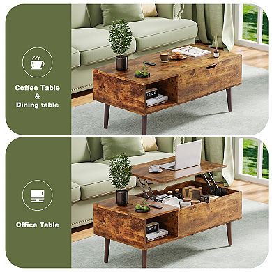 39" Lift Top Coffee Table With Hidden Storage Compartment, Storage Wood Tables