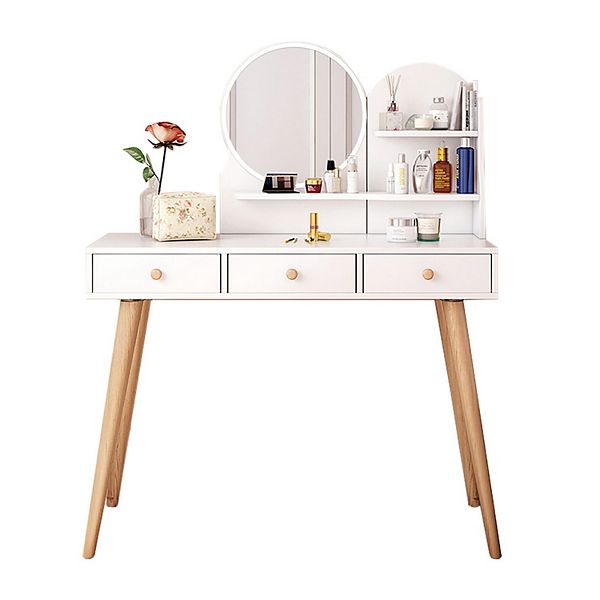 3 Drawers Makeup Vanity Desk with Mirror & 3 Color Lights