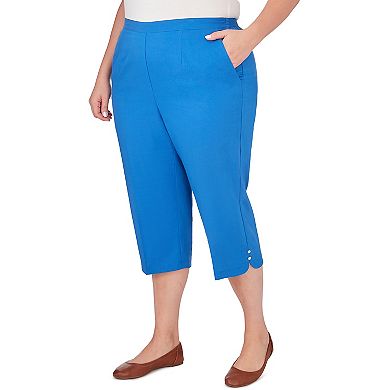Plus Size Alfred Dunner Pull-On Button Cuff Beach Capri Pants