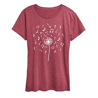 Women's Music Note Dandelion Graphic Tee
