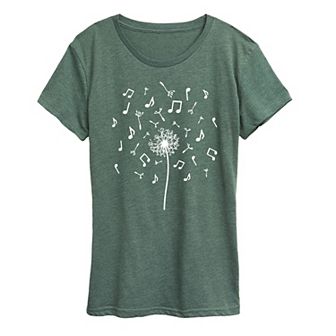 Women's Music Note Dandelion Graphic Tee