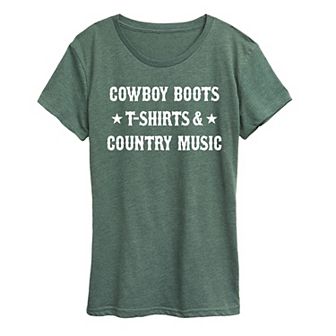 Women's Cowboy Boots And Music Graphic Tee