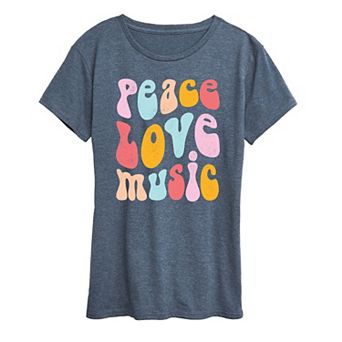 Women's Peace Love Music Distressed Graphic Tee