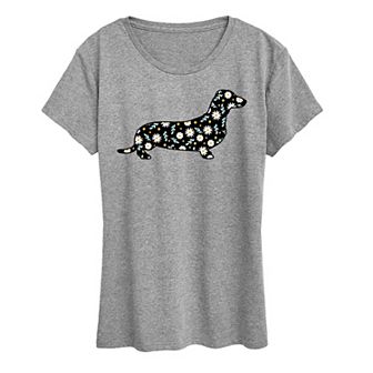 Women's Daisy Fill Dachshund Graphic Tee