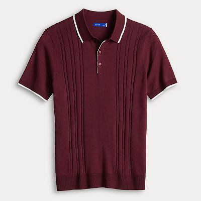 Men's Apt. 9® Short Sleeve Cable Knit Sweater Polo Shirt