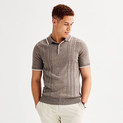 【COSYHARU】Cable knit short sleeve button collar ver COSYHARU】Cable knit short sleeve button collar ver