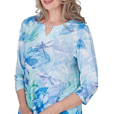 Women's Alfred Dunner Floral Watercolor Print Beadneck Top