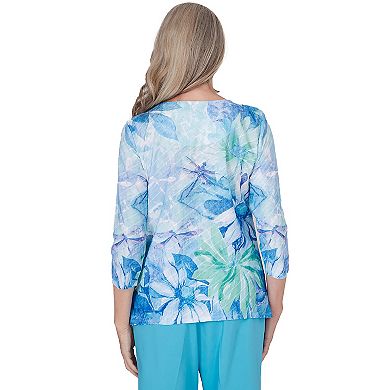 Women's Alfred Dunner Floral Watercolor Print Beadneck Top