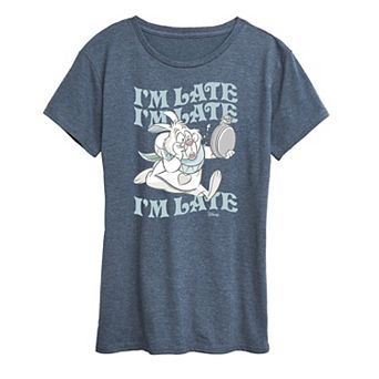 Disney's Alice in Wonderland White Rabbit Women's I'm Late Graphic Tee