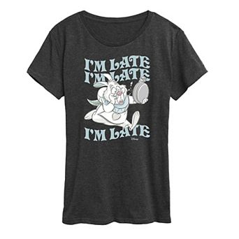 Disney's Alice in Wonderland White Rabbit Women's I'm Late Graphic Tee