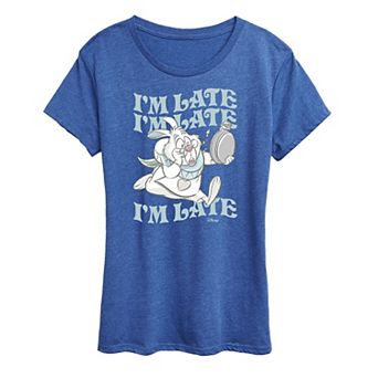 Disney's Alice in Wonderland White Rabbit Women's I'm Late Graphic Tee
