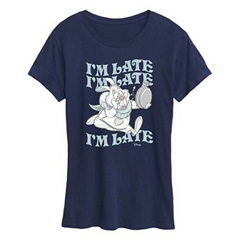 Disney's Alice in Wonderland White Rabbit Women's I'm Late Graphic Tee