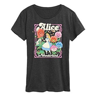 Disney's Alice in Wonderland Women's Flower Pastel Graphic Tee