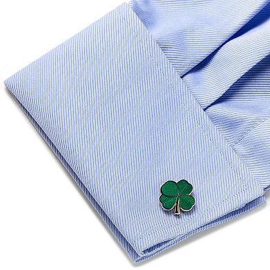 Men's Cuff Links, Inc. Green Clover Cufflinks and Tie Bar Gift Set